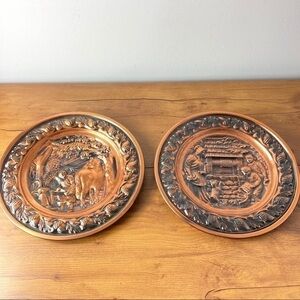 Coppercraft Guild Copper Pressed Relief Repouse Wall Chargers Plate Wall Hanging